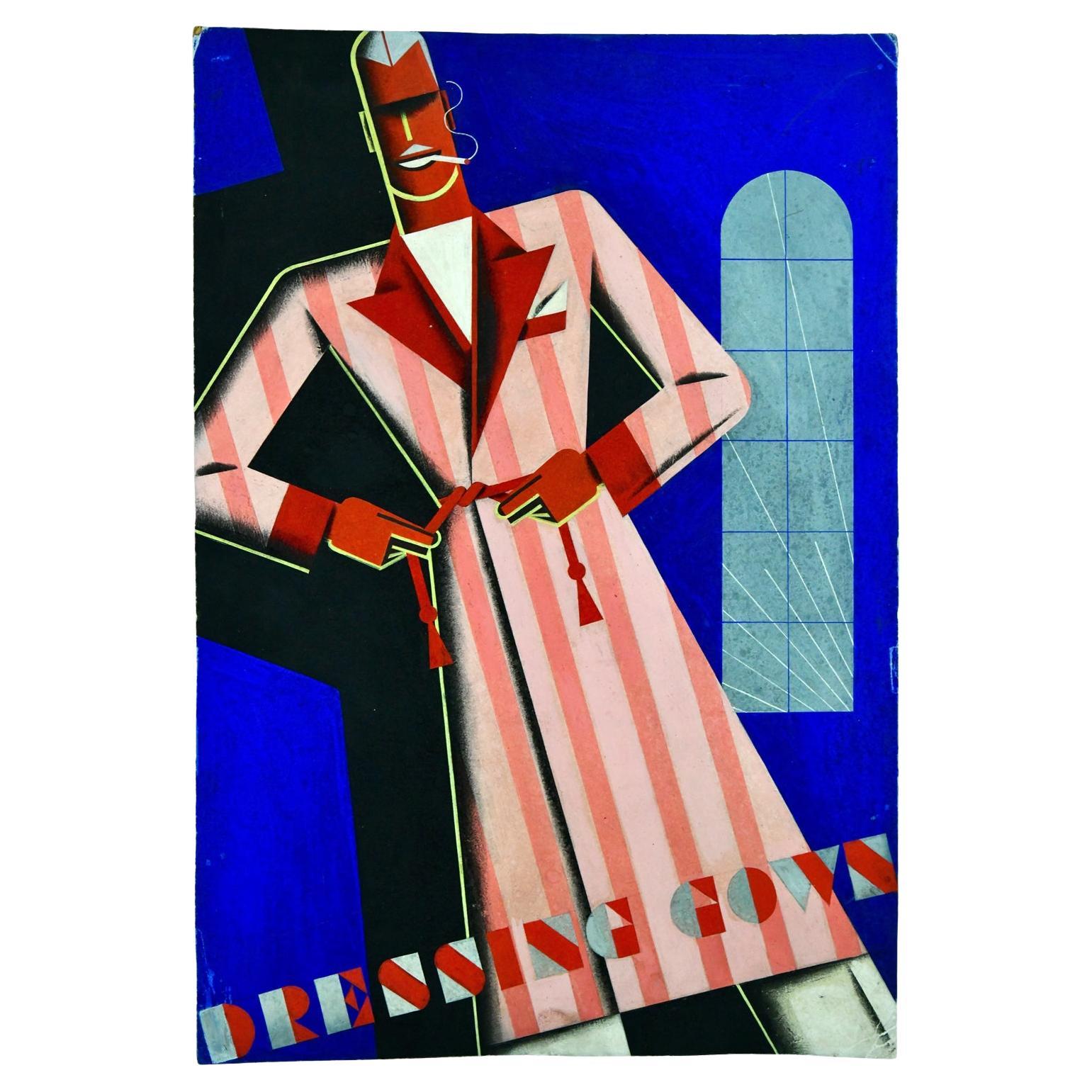 Art Deco Poster Design Man in Dressing Gown by Theodor Kindel Austria 1920