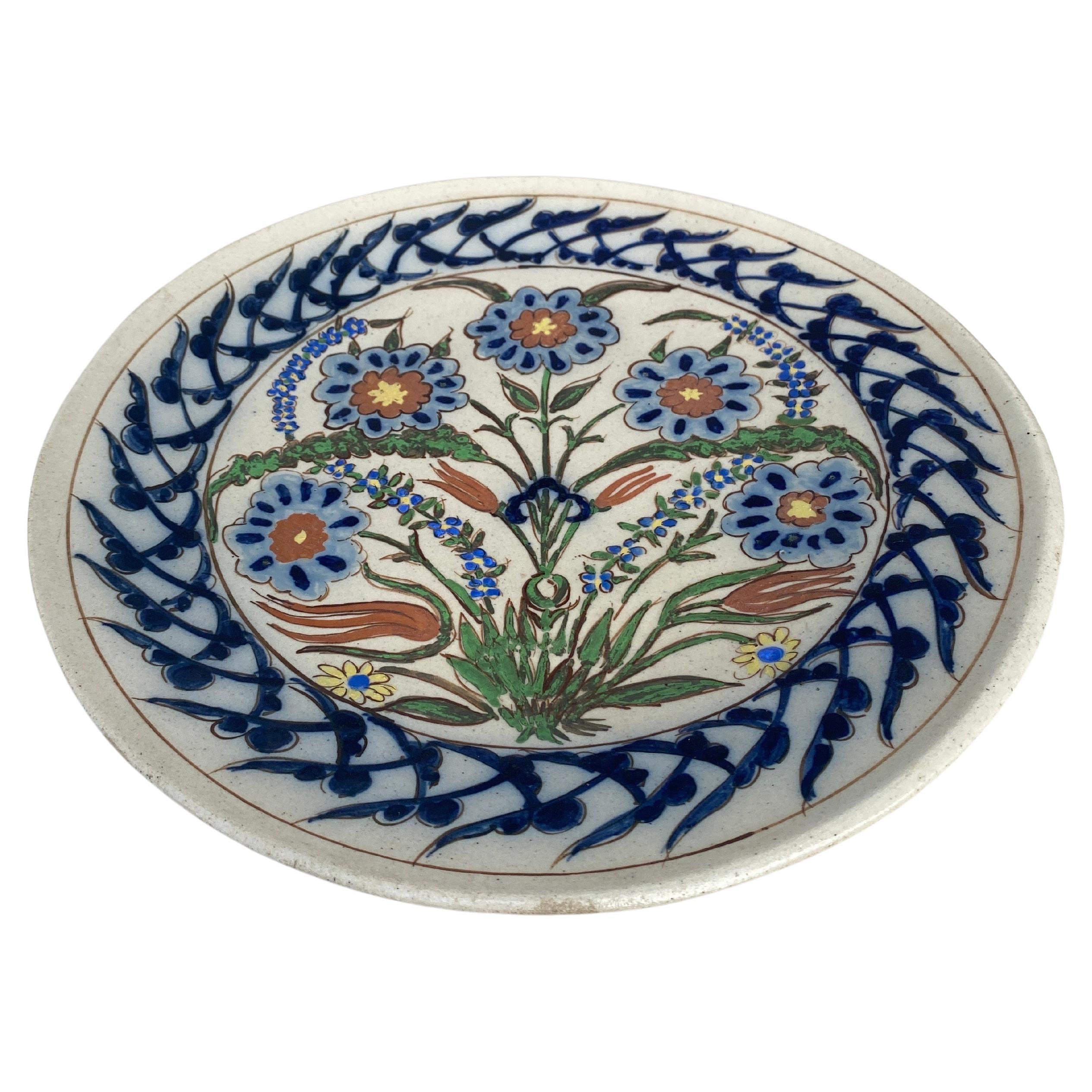Art Deco Pottery Iznik style Platter signed Greber Beauvais, circa 1930.