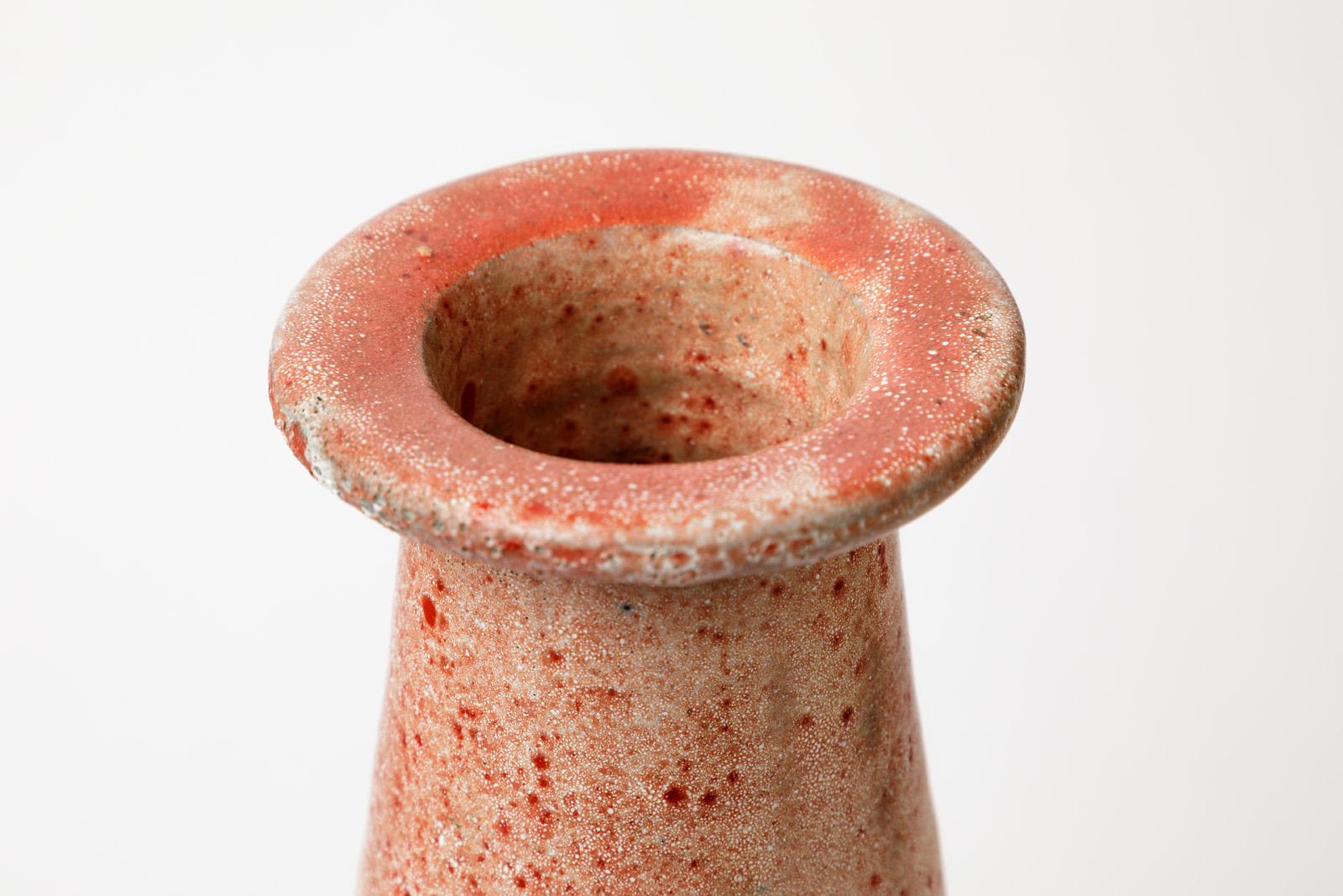 20th Century Art Deco Pottery Pink Vase Attributed to Jacques Lenoble French Ceramic Vase For Sale