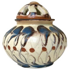 Vaso per potpourri in ceramica Art Deco di Herman A. Kähler per Kähler, Danimarca, anni '20