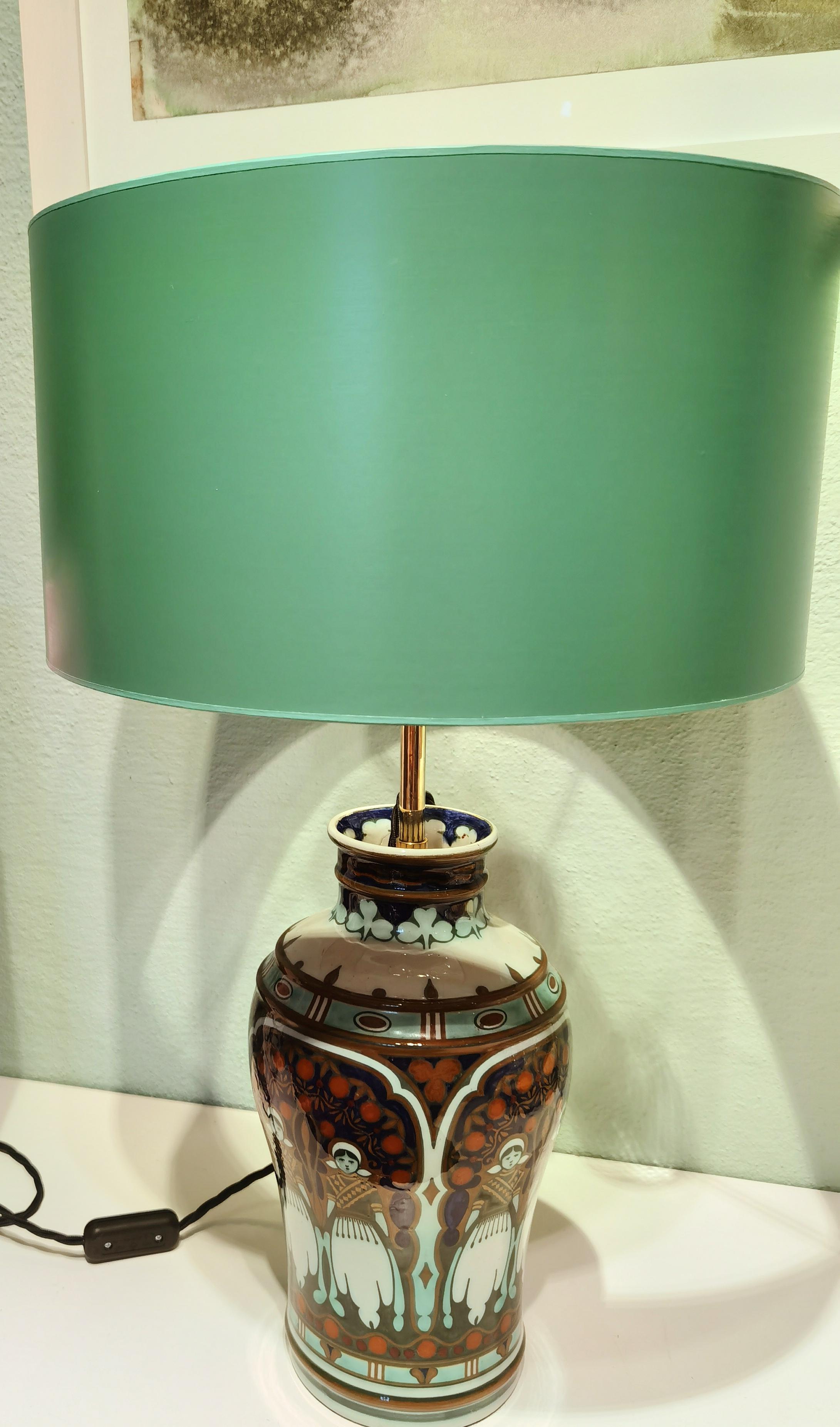 20th Century Art Deco Pottery Table Lamp Ronzeburg/Den Haag Netherlands For Sale
