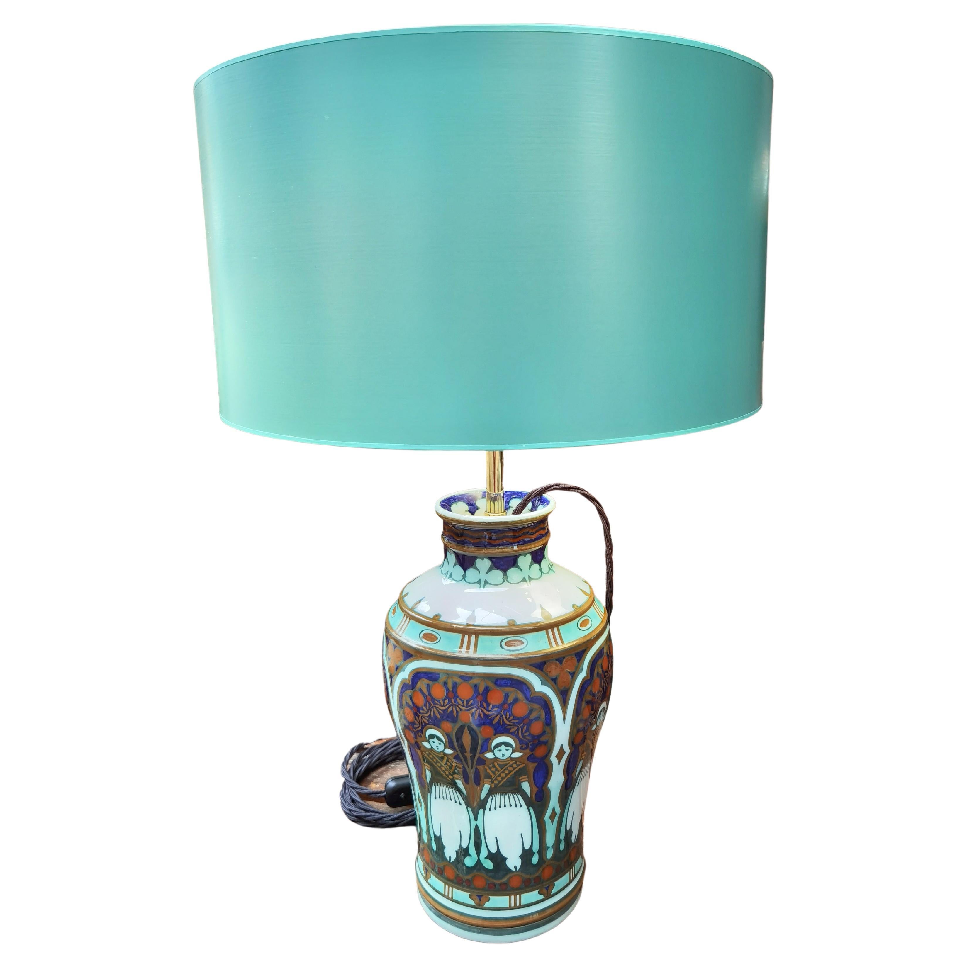 Art Deco Pottery Table Lamp Ronzeburg/Den Haag Netherlands For Sale
