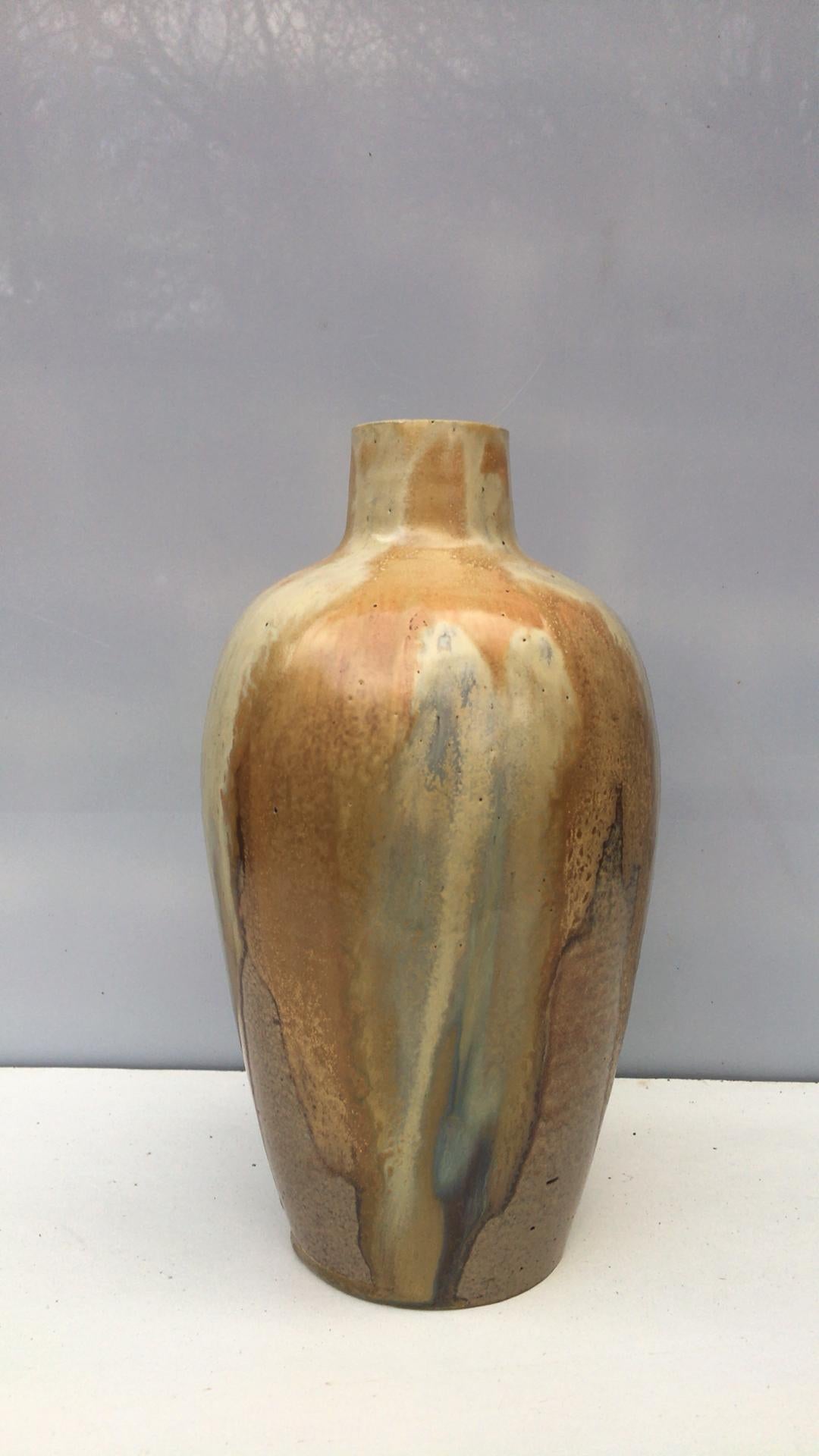 French Art Deco Pottery Vase , circa 1930 For Sale