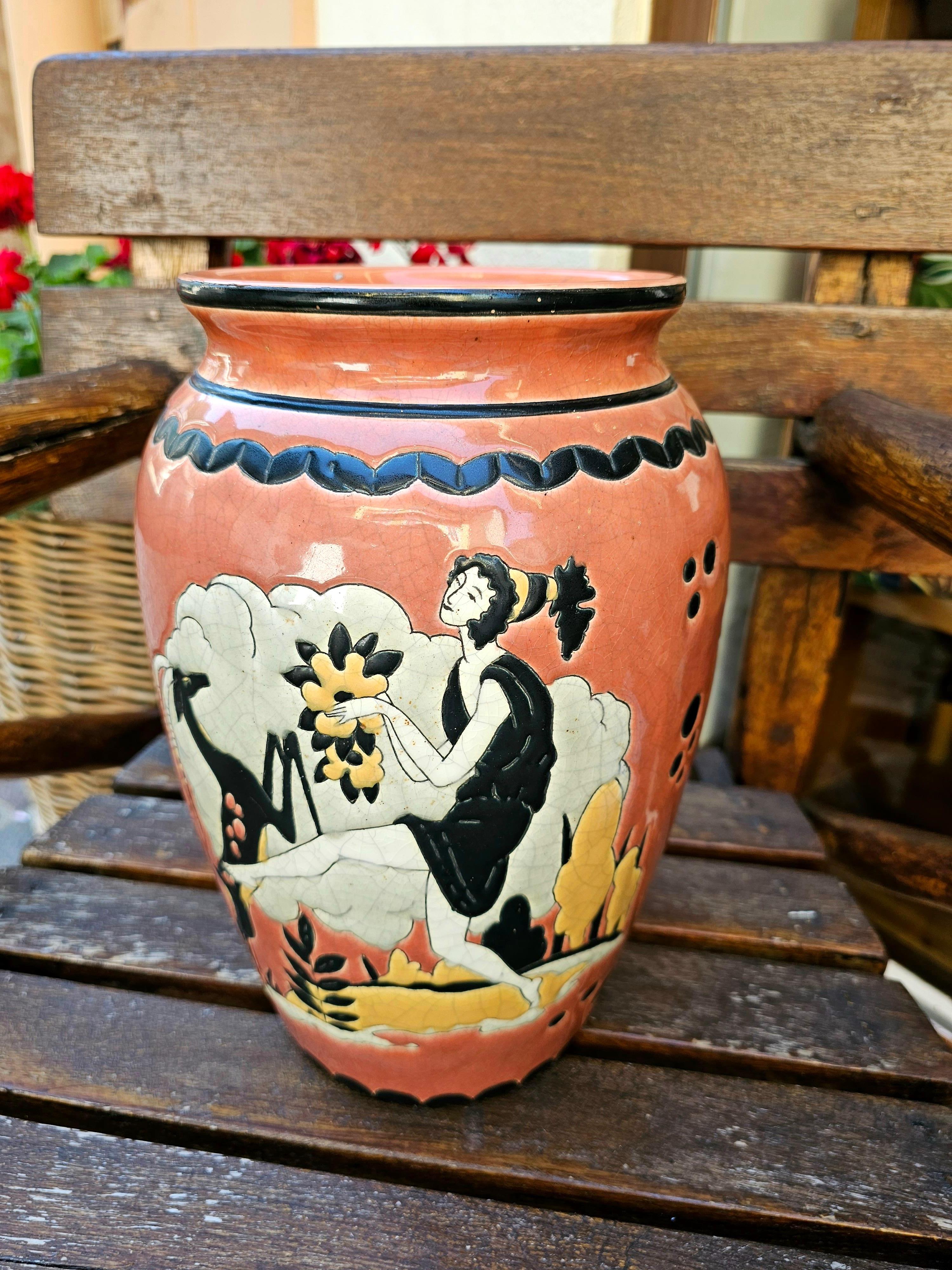 Art Deco Pottery Vase France Longwy 1