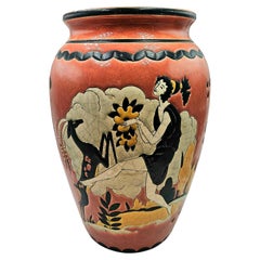 Art Deco Pottery Vase France Longwy