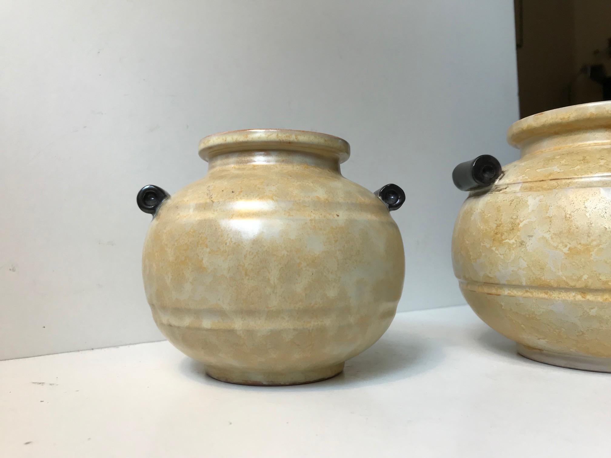 Art Deco Pottery Vases by Harald Ostergren for Ekeby, 1930s, Set of 2 In Good Condition In Esbjerg, DK