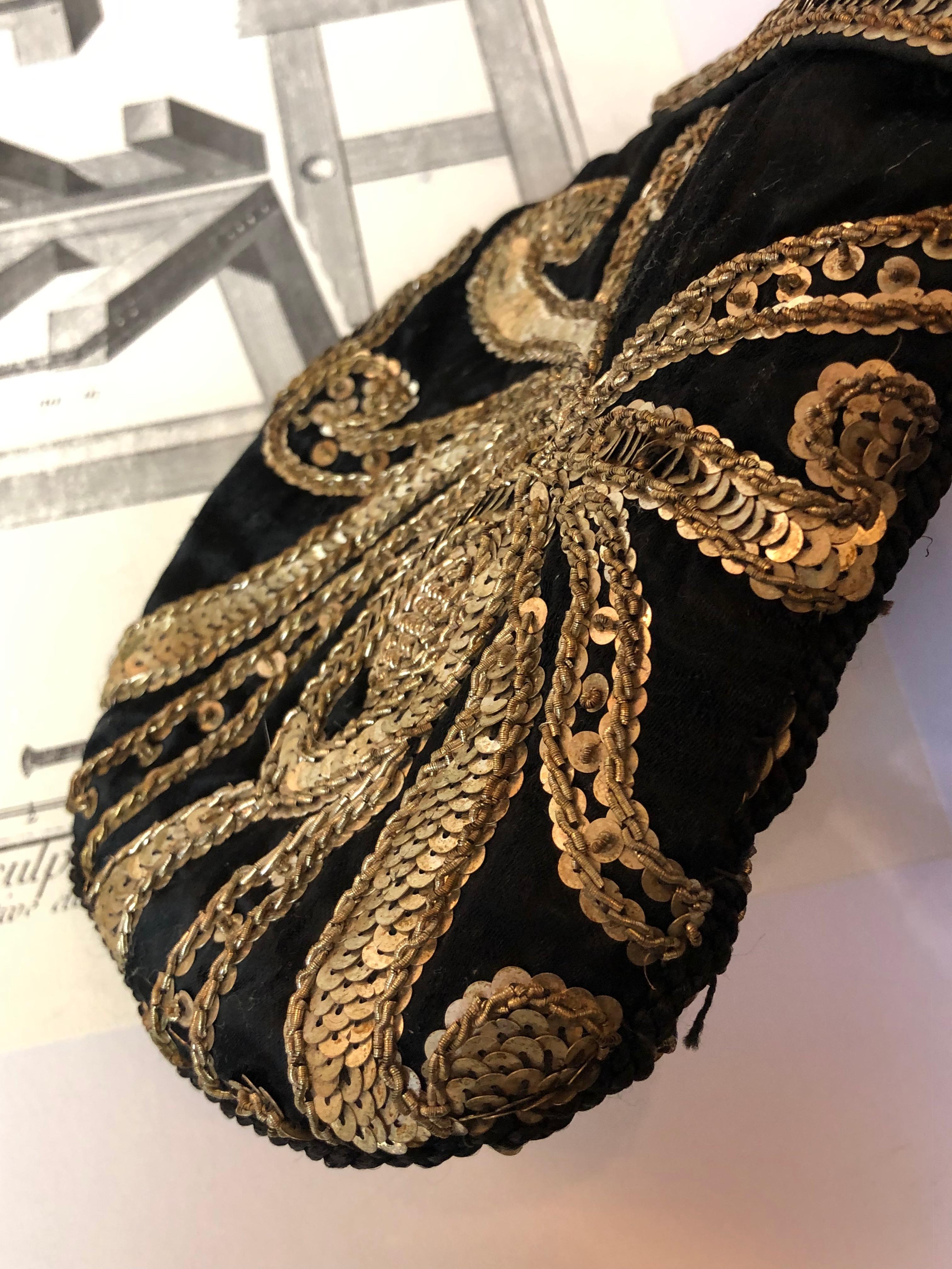 XX secolo Borsetta o borsa da sera Art Deco, borsa in seta nera, paillettes d'argento 1920 ca. in vendita