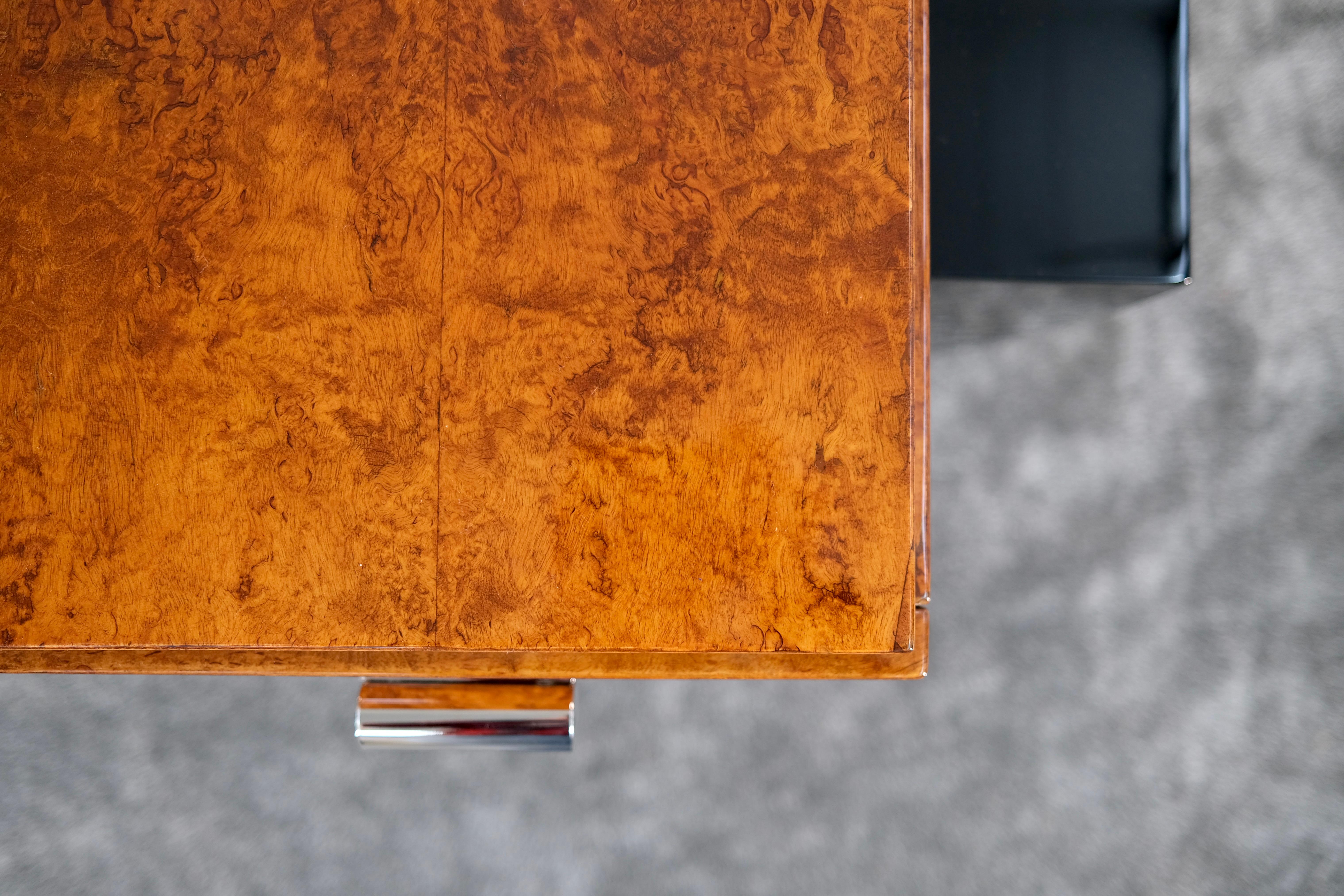 Scrivania Art Déco Poudreuse in legno di betulla e lacca nera, Franchi 1930 in vendita 5
