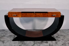 Art Deco Poudreuse Desk in Birchwood and Black Lacquer, Francs 1930s