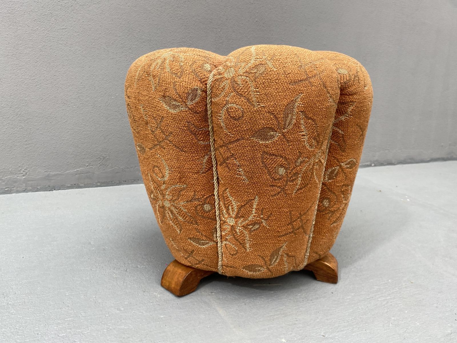 Art Deco Pouffe by Jindřich Halabala, 1950s, Czechoslovakia 8