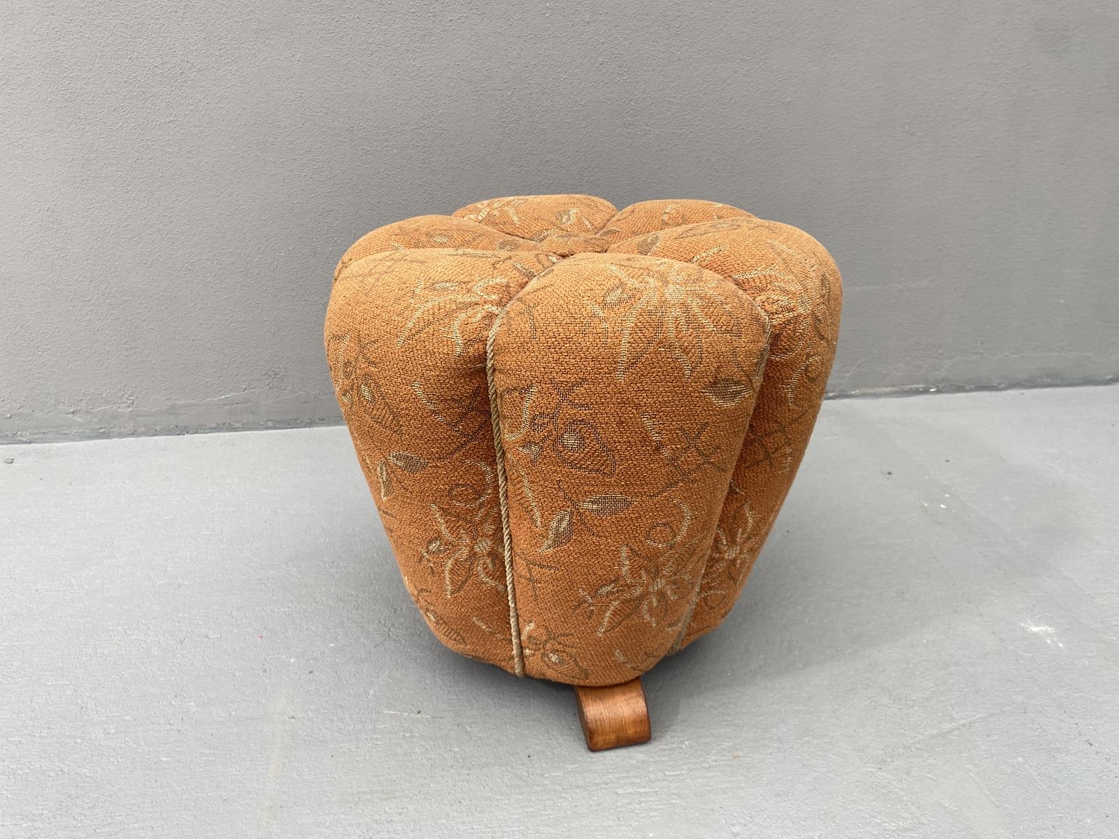 Art Deco Pouffe by Jindřich Halabala, 1950s, Czechoslovakia In Good Condition In Prague 8, CZ
