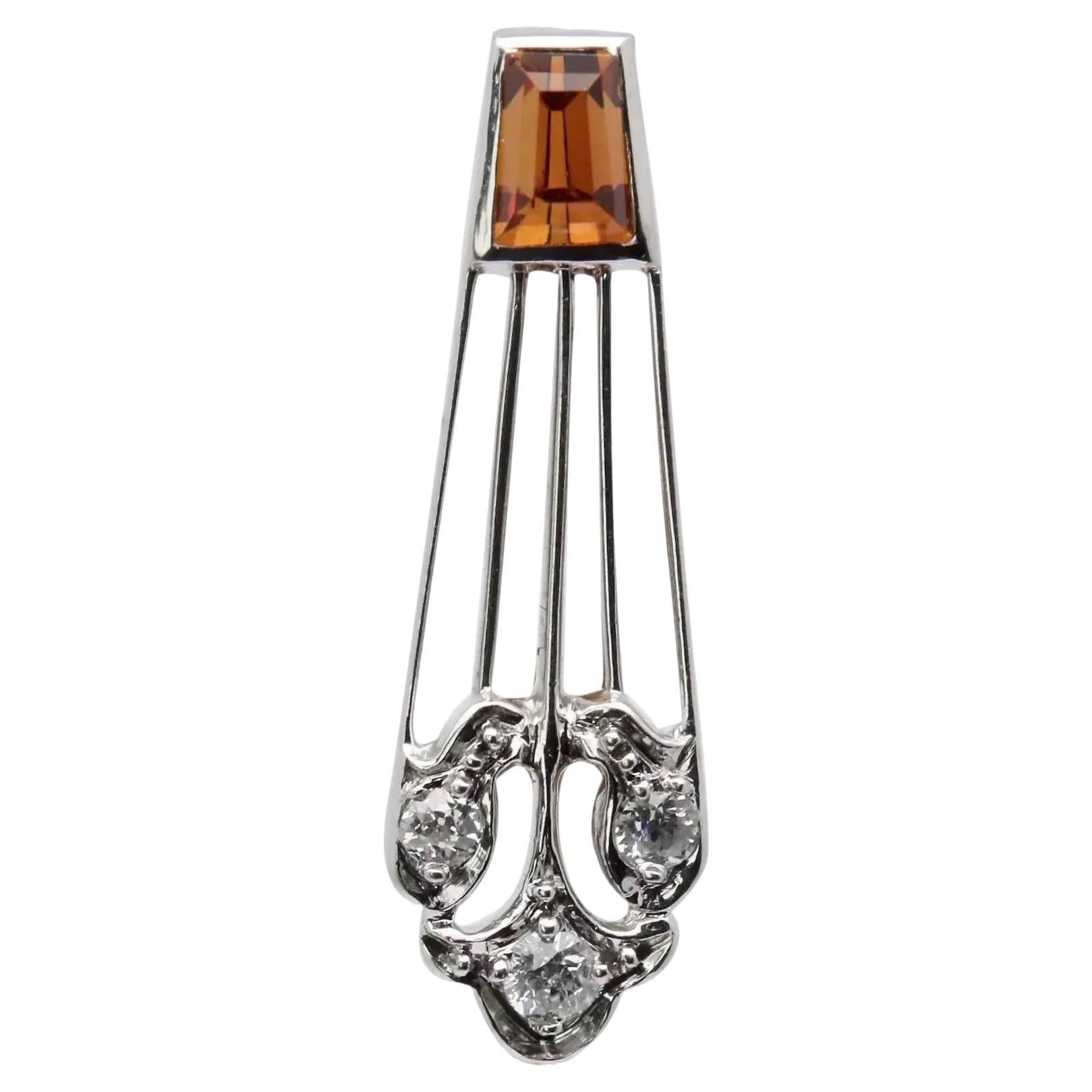 Art Deco Edel-Topas & Diamant im europäischen Schliff Stick Pin in Platin, Gold im Angebot