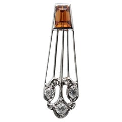 Art Deco Edel-Topas & Diamant im europäischen Schliff Stick Pin in Platin, Gold