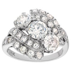 Vintage Art Deco "Present, Past & Future" Diamond Ring in 14k White Gold
