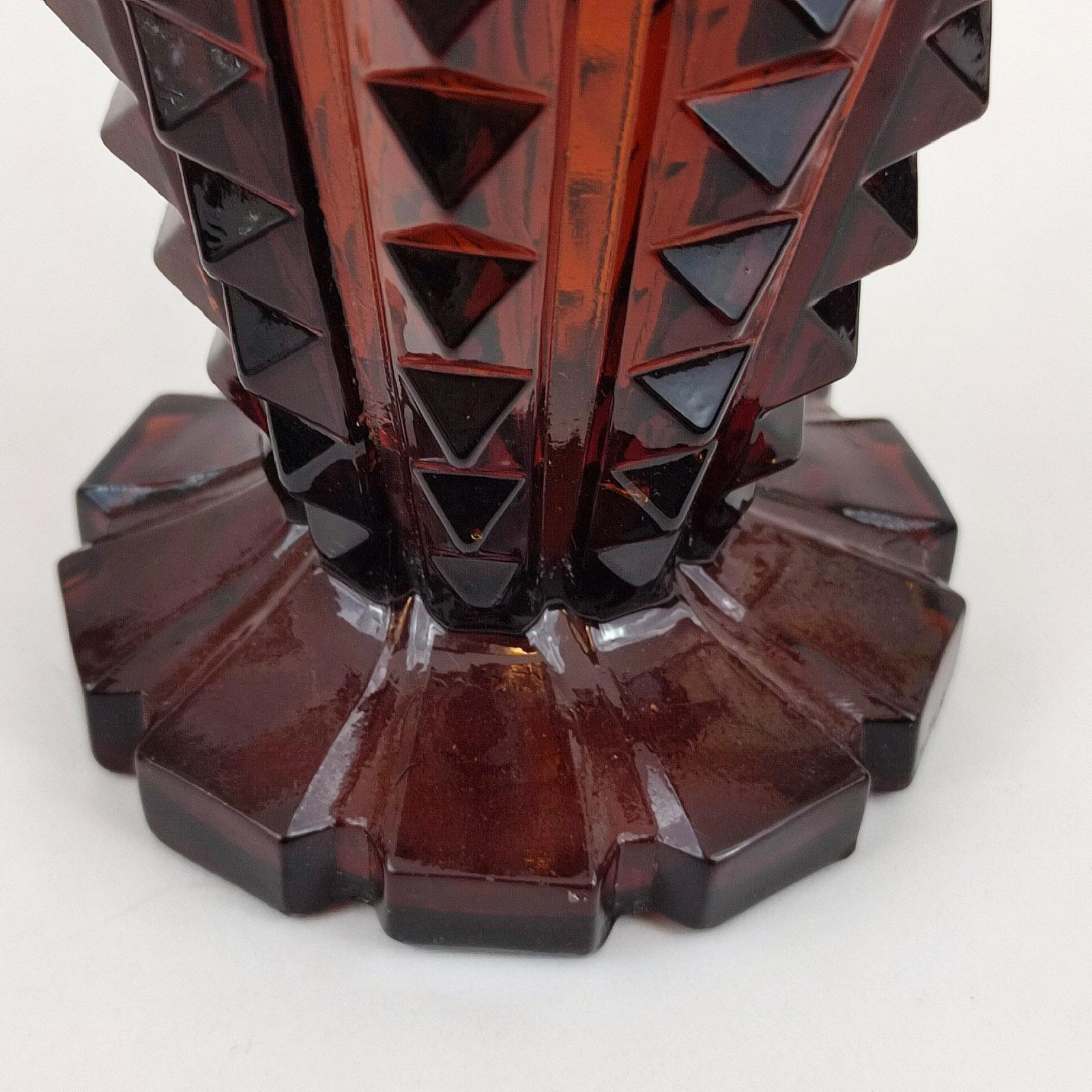 Art Deco Presglas Amber Glass Vase For Sale 4