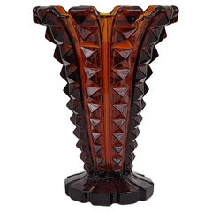 Art Deco Presglas Amber Glass Vase