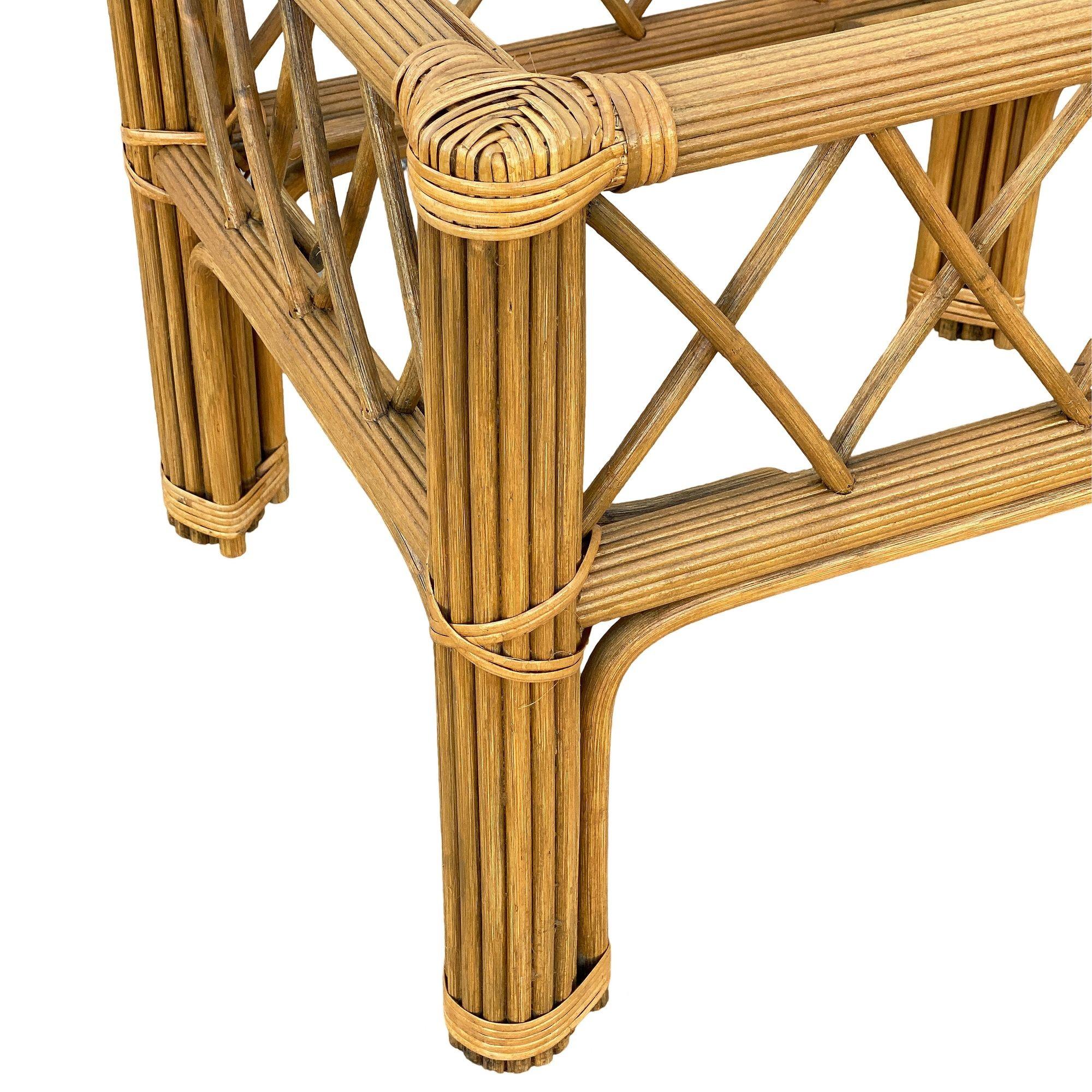 Ensemble table basse et table d'appoint Art Déco « President » Stick Reed Rattan en vente 3