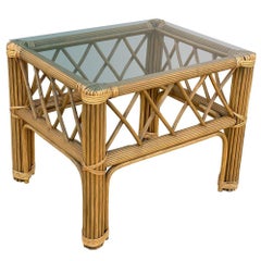 Art Deco "President" Stick Reed Rattan Coffee & Side Table set