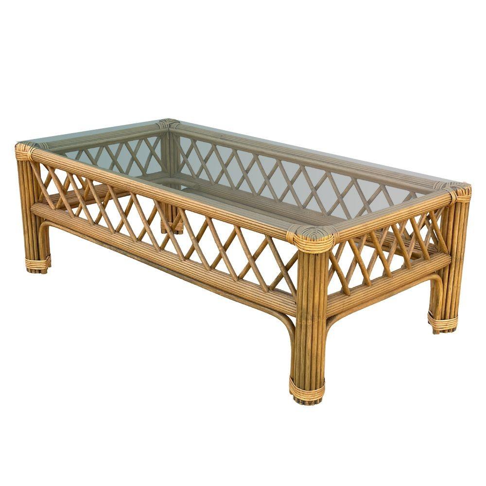 Milieu du XXe siècle Ensemble table basse et table d'appoint Art Déco « President » Stick Reed Rattan en vente