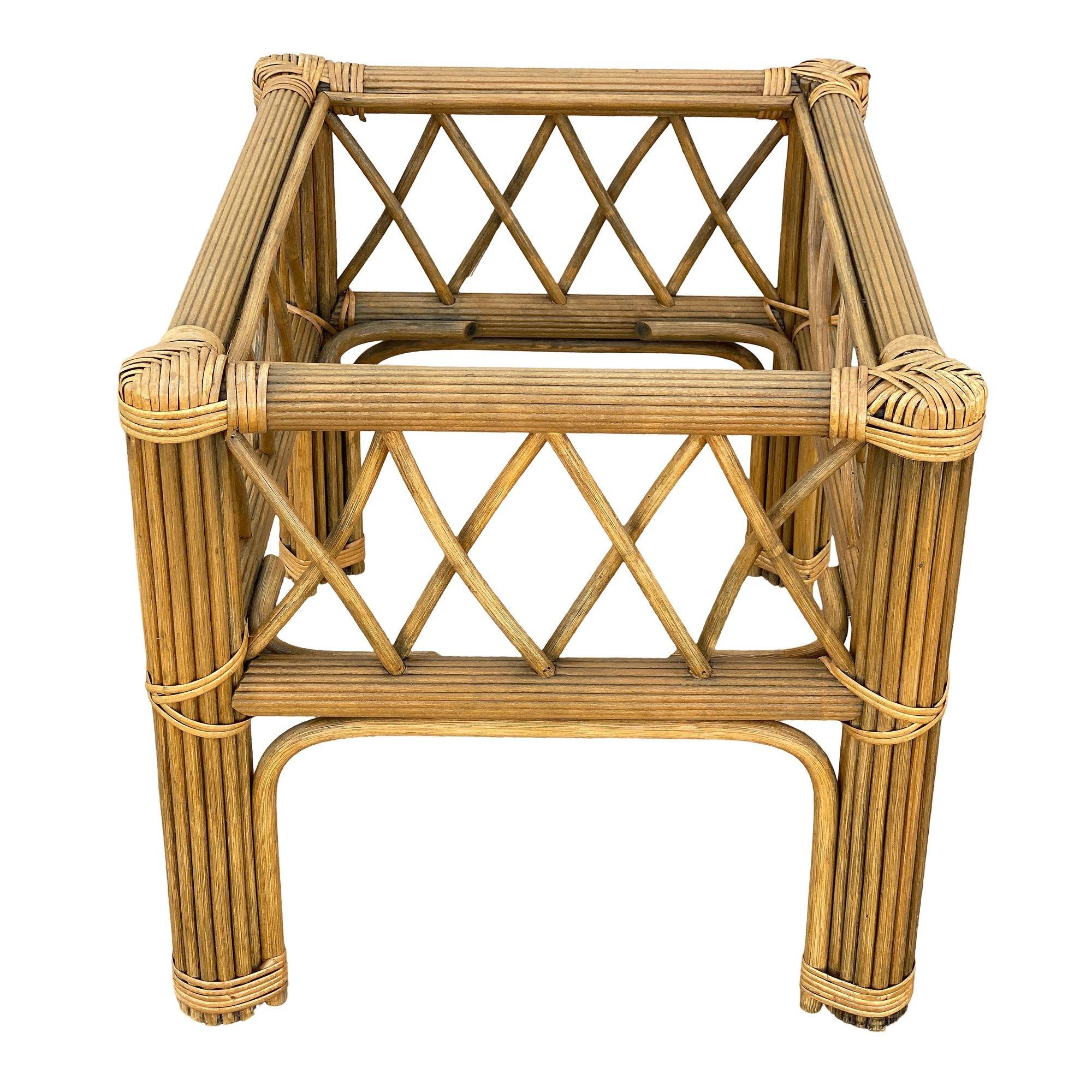 Osier Ensemble table basse et table d'appoint Art Déco « President » Stick Reed Rattan en vente