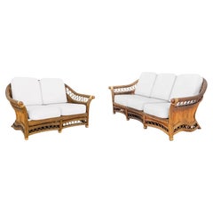 Ensemble canapé et sofa en rotin à dossier en éventail Art Deco "President" Sticks Reed