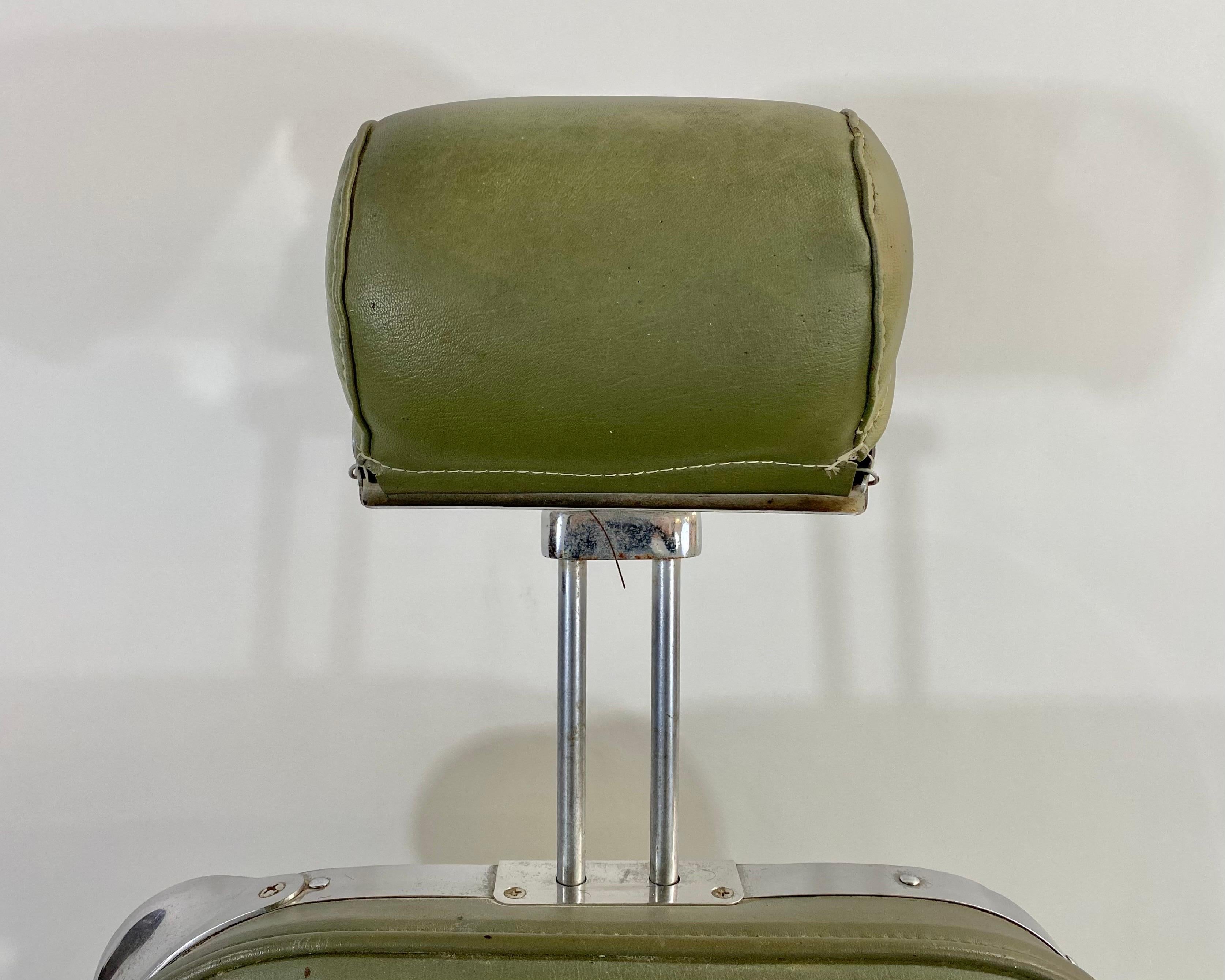 Art déco Presidential Hydraulic Koken Barber-Stuhl aus grünem Leder 3