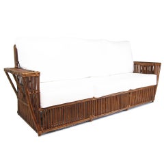 Set da salotto in rattan e canna con finitura in noce "Art Deco Presidents Nantucket Stick"