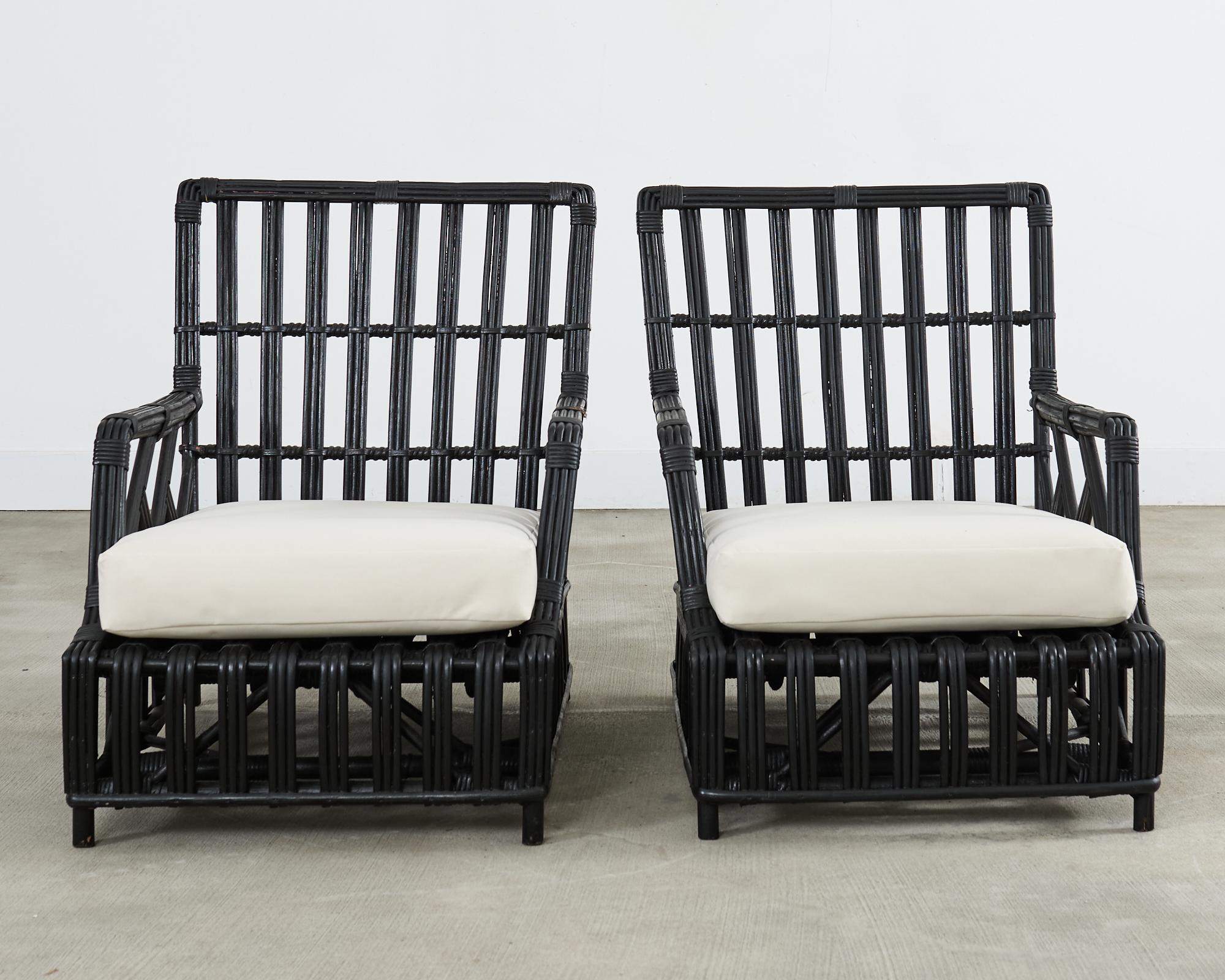 Art Deco President's Rattan Sofa Lounge Chairs Living Room Set For Sale 5