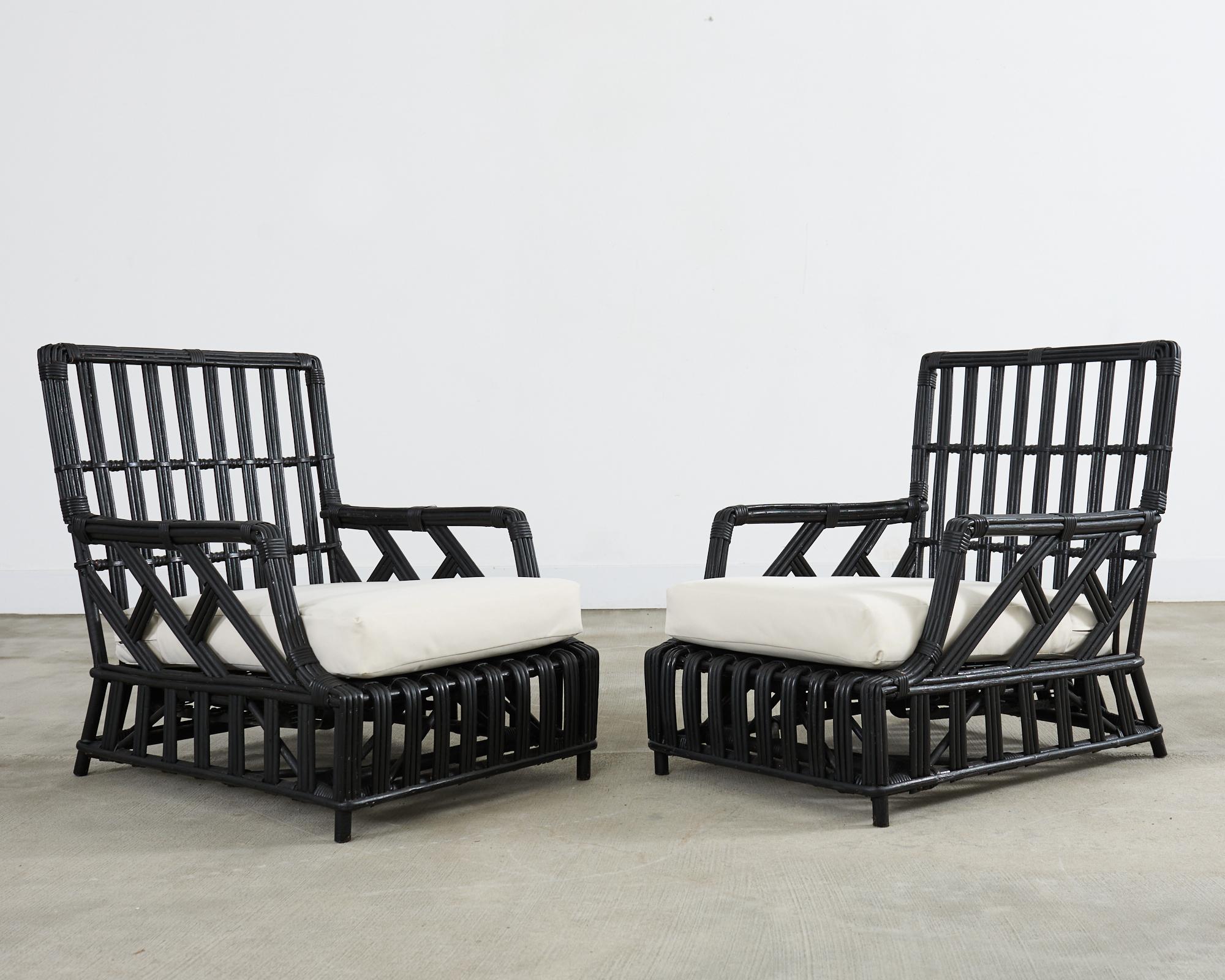 Art Deco President's Rattan Sofa Lounge Chairs Living Room Set For Sale 6