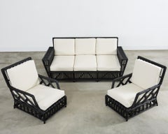 Divano in rattan del Presidente in stile Art Deco, Sedie da salotto, Set da soggiorno