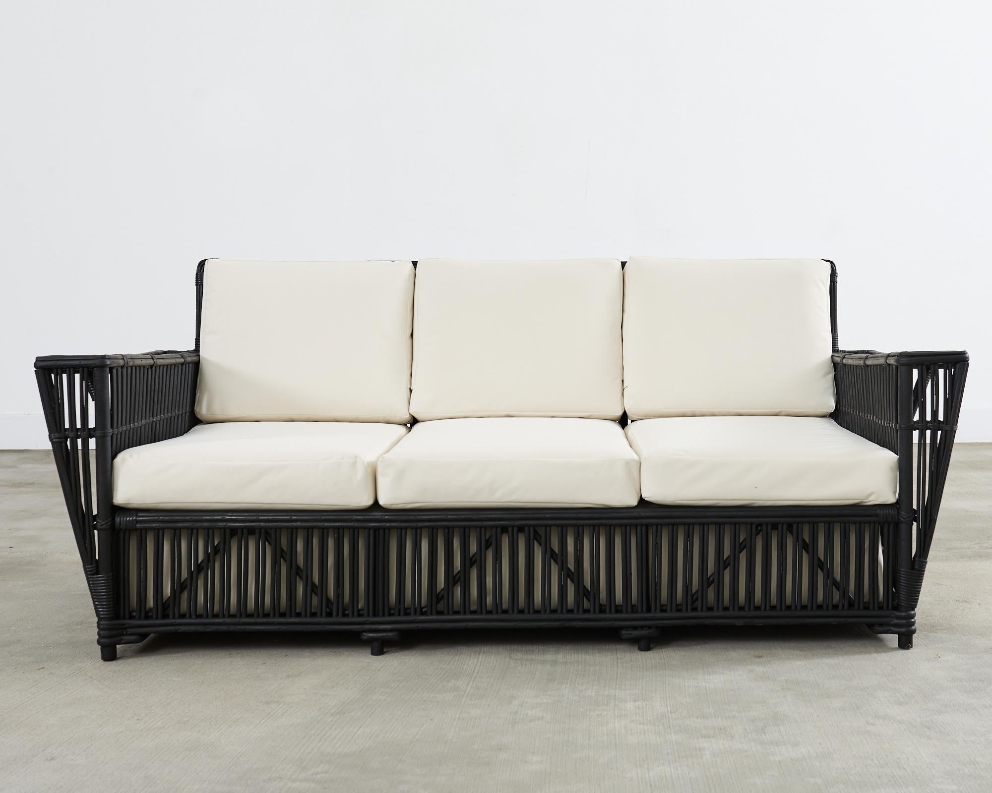 American Art Deco President's Rattan Sofa Lounge Chairs Living Room Set For Sale