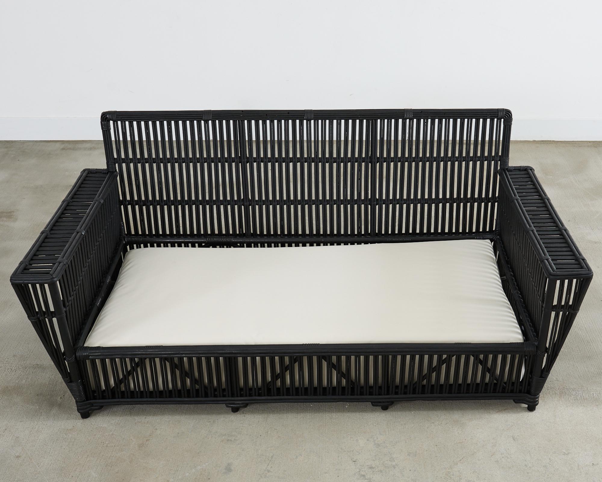 20th Century Art Deco President's Rattan Sofa Lounge Chairs Living Room Set For Sale