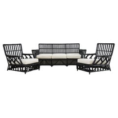 Art Deco President's Rattan Sofa Lounge Chairs Living Room Set