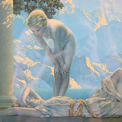 Art Deco Print of Daybreak after Original by Maxfield Parrish Framed, circa 1920