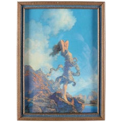 Antique Art Deco Print of Ecstasy after Original by Maxfield Parrish Framed, circa 1929