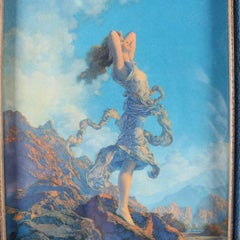 Art Deco Print of Ecstasy after Original by Maxfield Parrish Framed, circa 1929
