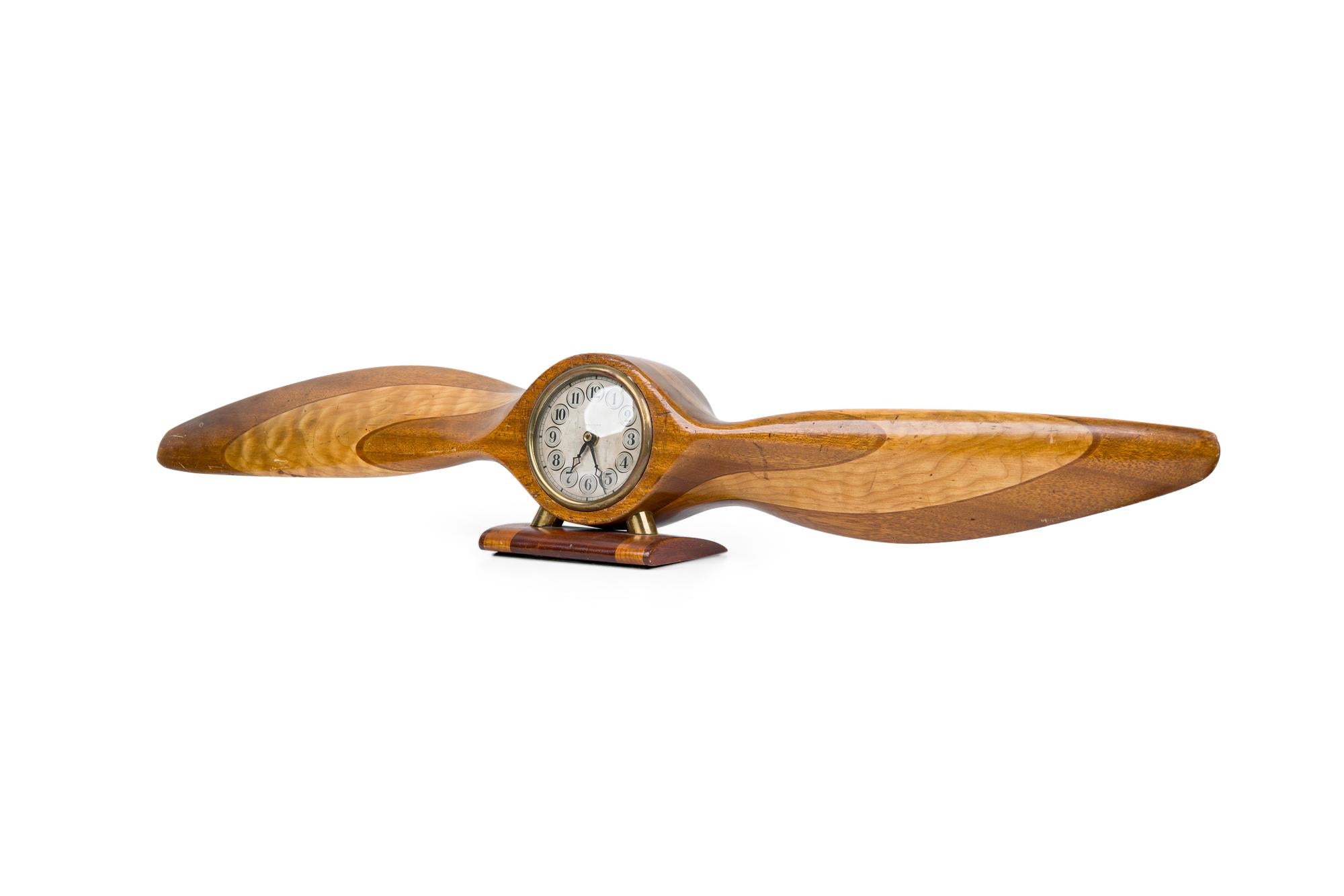 American Art Deco light wood propeller shaped desk clock (Waltham Electric) (Not working)
