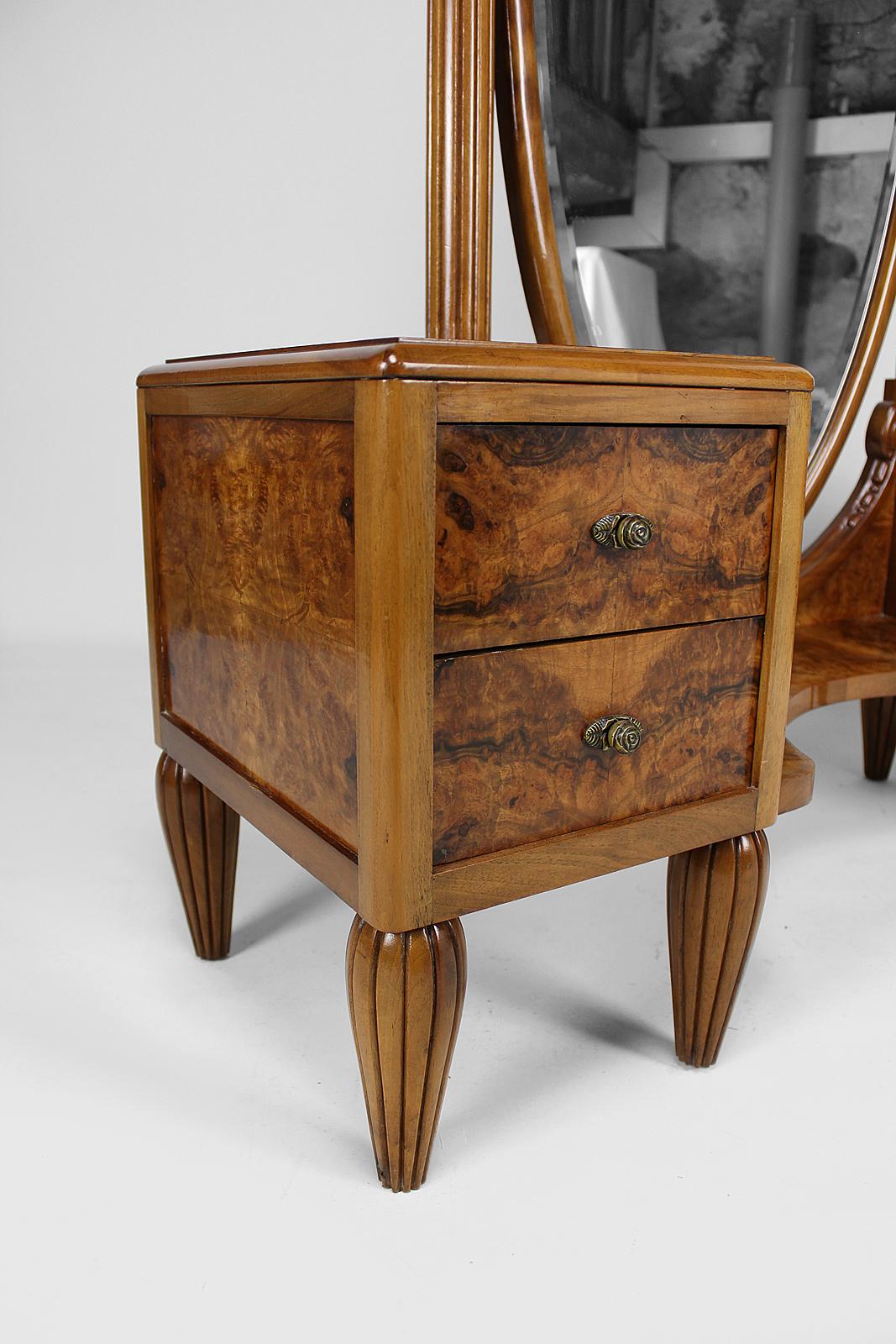 Art Deco Psyche Dressing Table and Pouf by Ateliers Gauthier-Poinsignon, c. 1920 For Sale 5