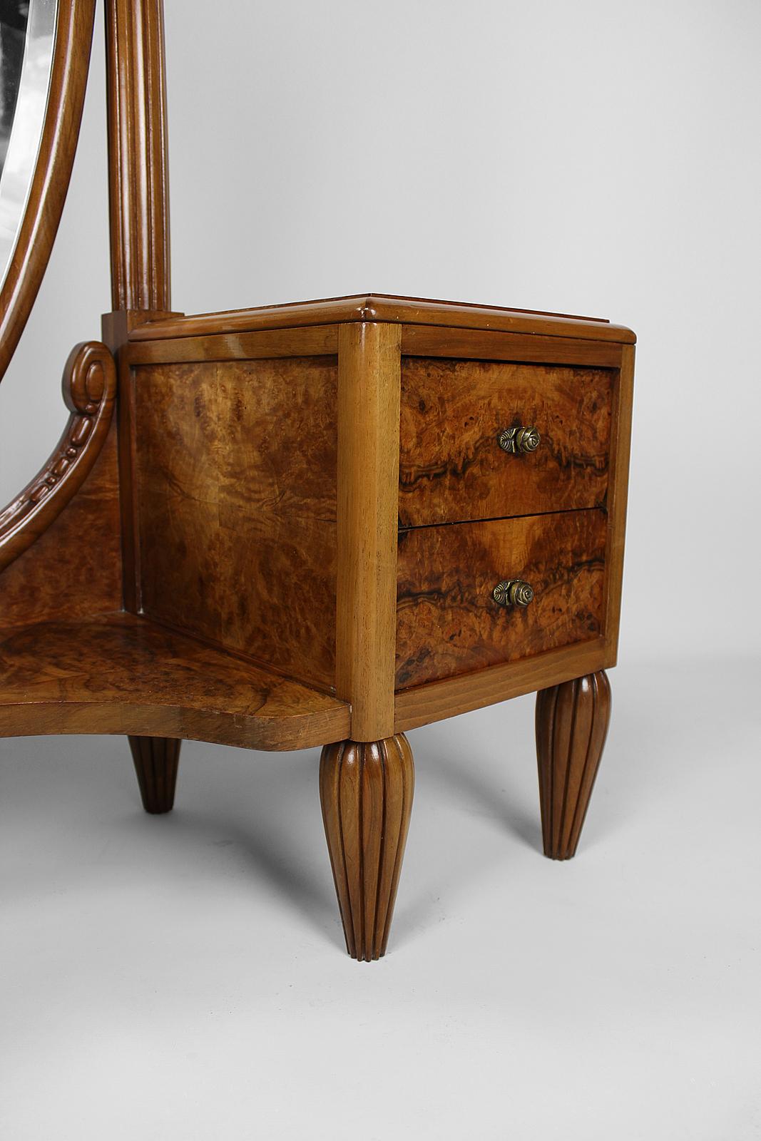 Art Deco Psyche Dressing Table and Pouf by Ateliers Gauthier-Poinsignon, c. 1920 For Sale 6
