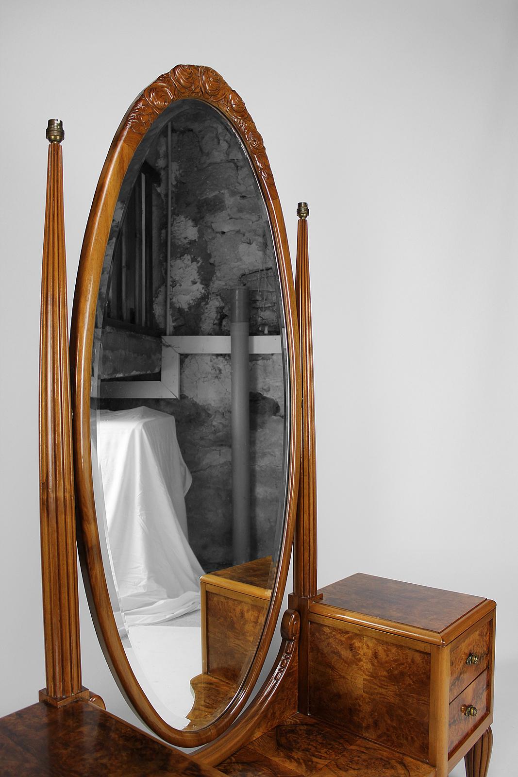 Art Deco Psyche Dressing Table and Pouf by Ateliers Gauthier-Poinsignon, c. 1920 For Sale 7
