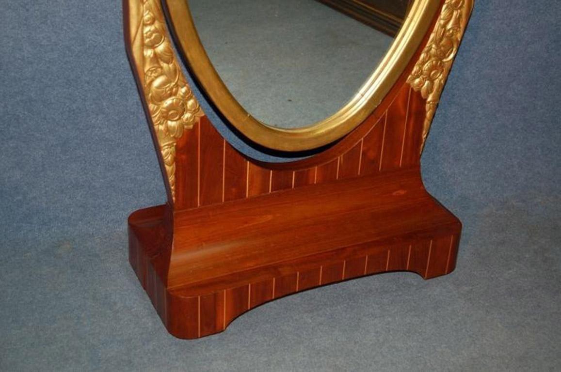 Art Deco Psyche In Carved Golden Wood And Inlaid Amaranth For Sale 3