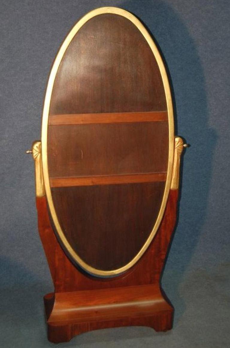 Marquetry Art Deco Psyche In Carved Golden Wood And Inlaid Amaranth For Sale