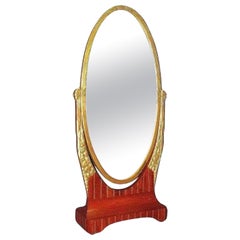 Art Deco Psyche In Carved Golden Wood And Inlaid Amaranth