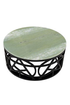 Art Deco Pyrite Marble Coffee Table, Green Crystal, Handmade by Greenapple