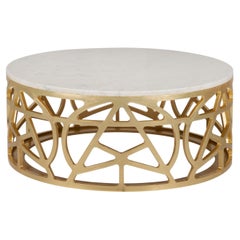 Art Deco Pyrite Coffee Table, Marble Gold Leaf, Handmade Portugal by Greenapple