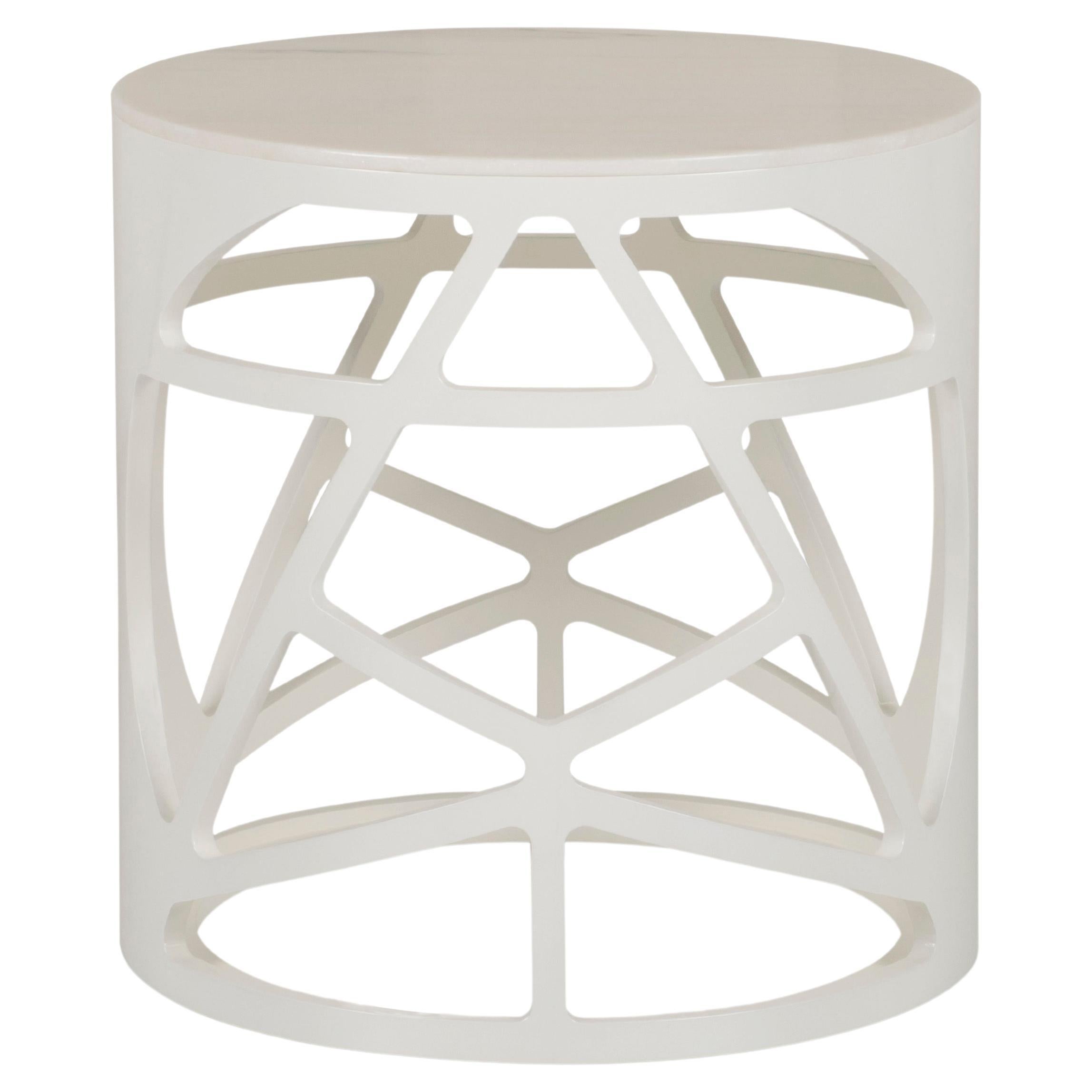 Art Deco Pyrite Side Table, Calacatta Marble, Handmade in Portugal by Greenapple