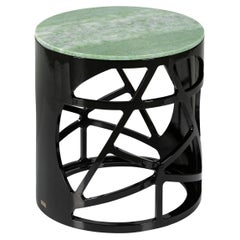 Art Deco Pyrite Side Table, Green Marble, Handmade in Portugal by Greenapple