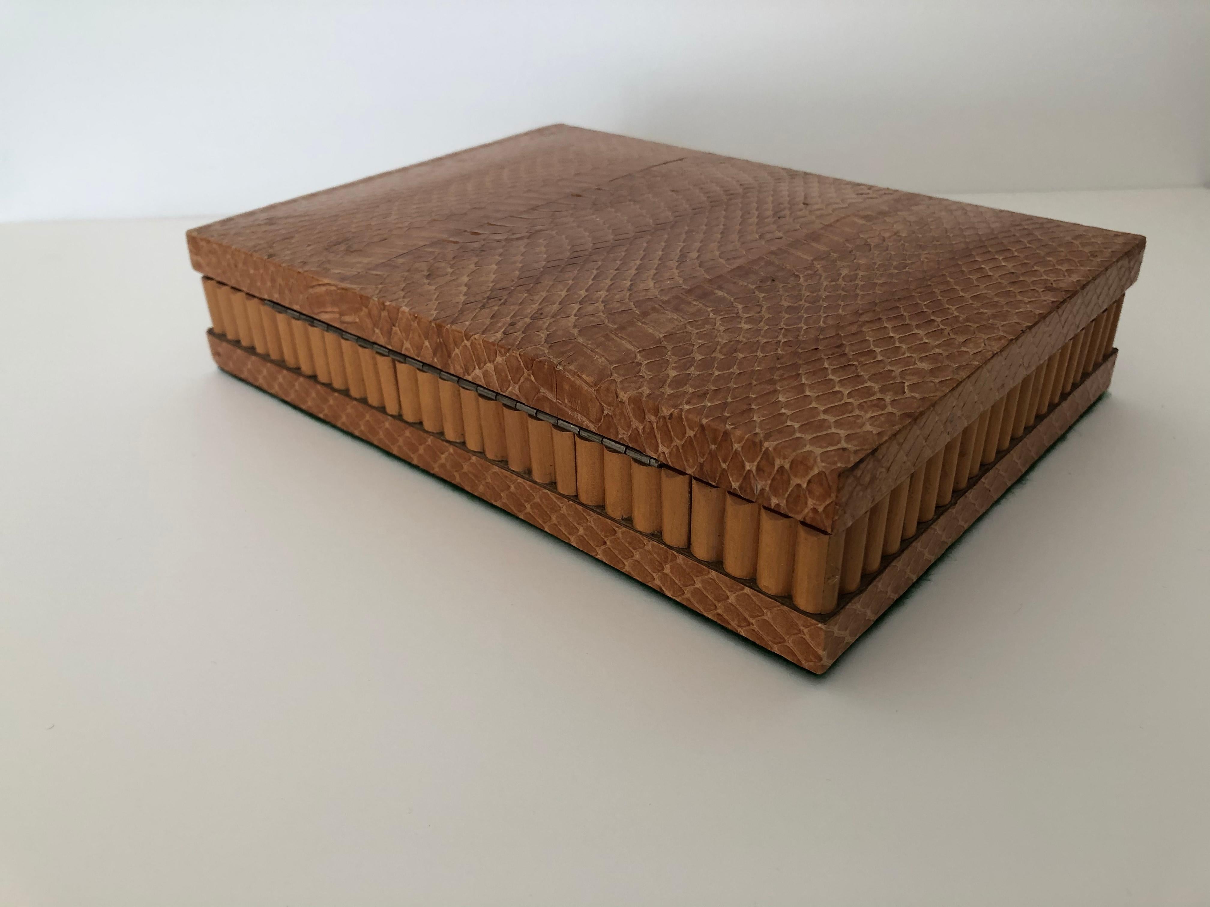 20th Century Art Deco Python Sandalwood Cigar / jewelry box  For Sale
