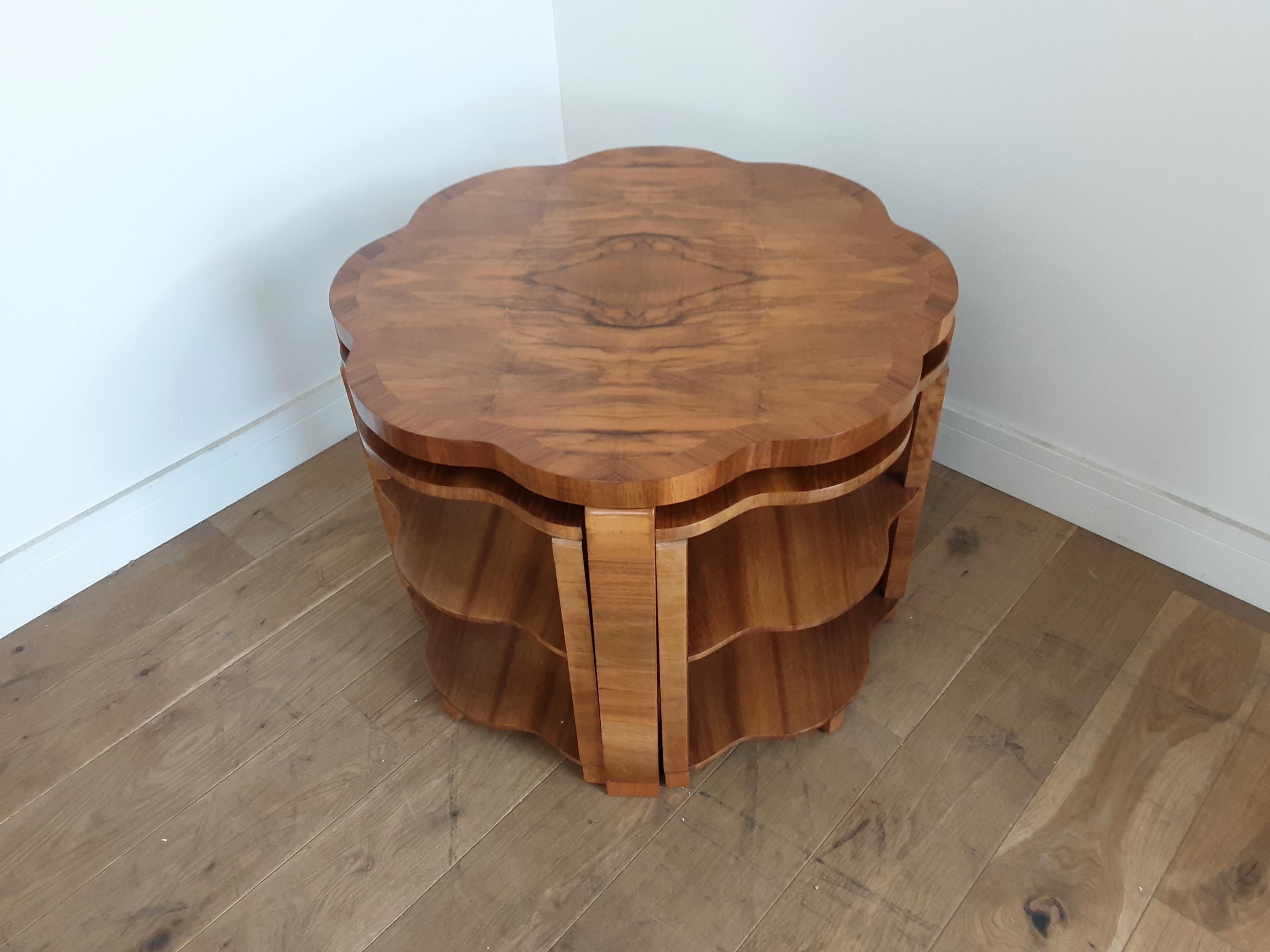 Art Deco Quartet Nest of Tables in Figured Walnut by Harry and Lou Epstein For Sale 5