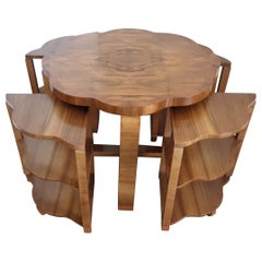 Art Deco Quartet Nest of Tables in Figured Walnut by Harry and Lou Epstein